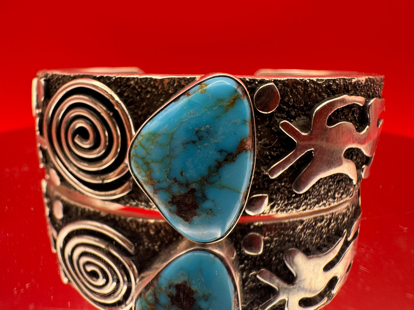 Alex Sanchez Cuff with Turquoise and Petroglyphs