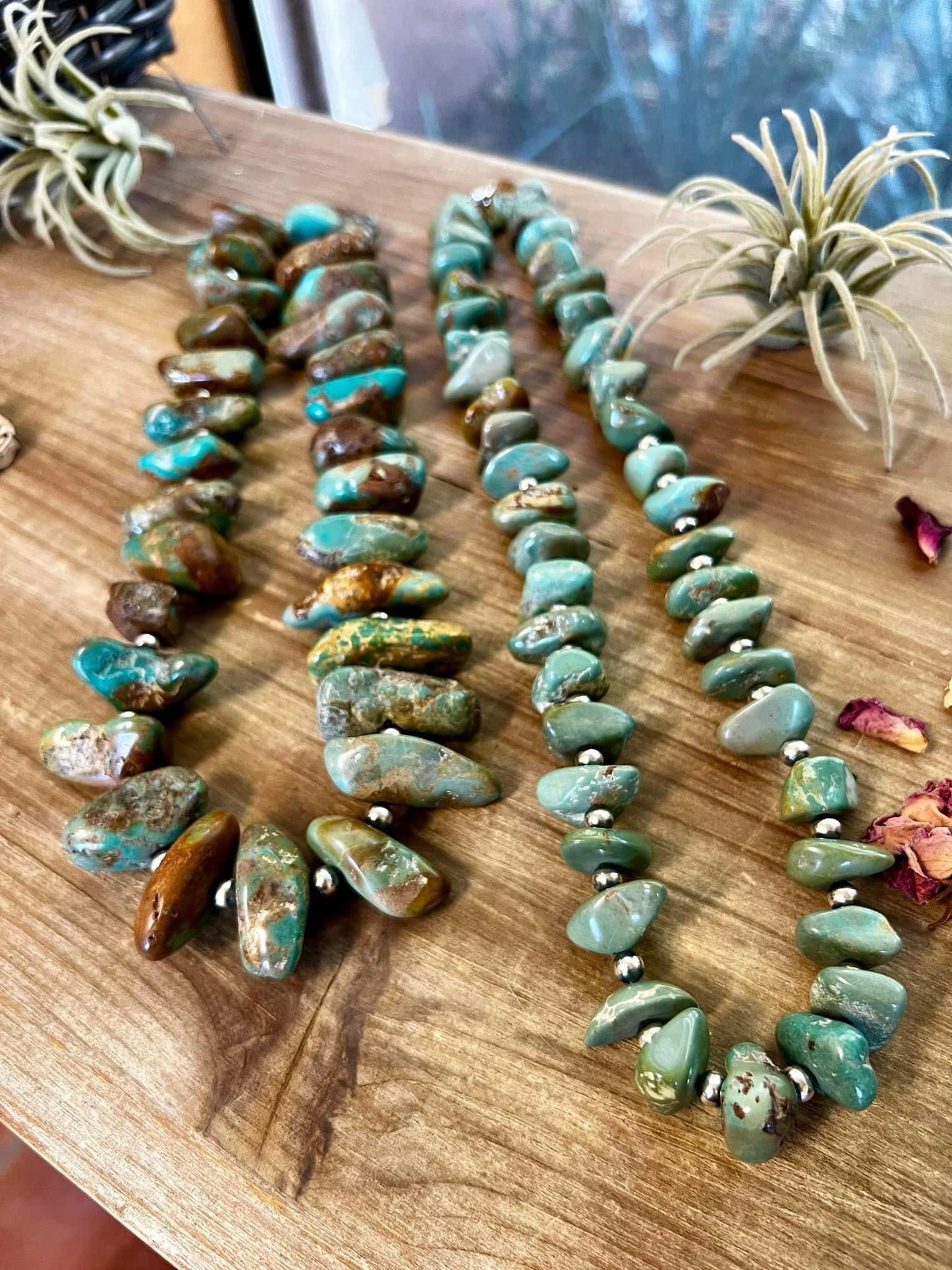 22” Chunky Turquoise and Sterling Silver Pearl Necklace image 5