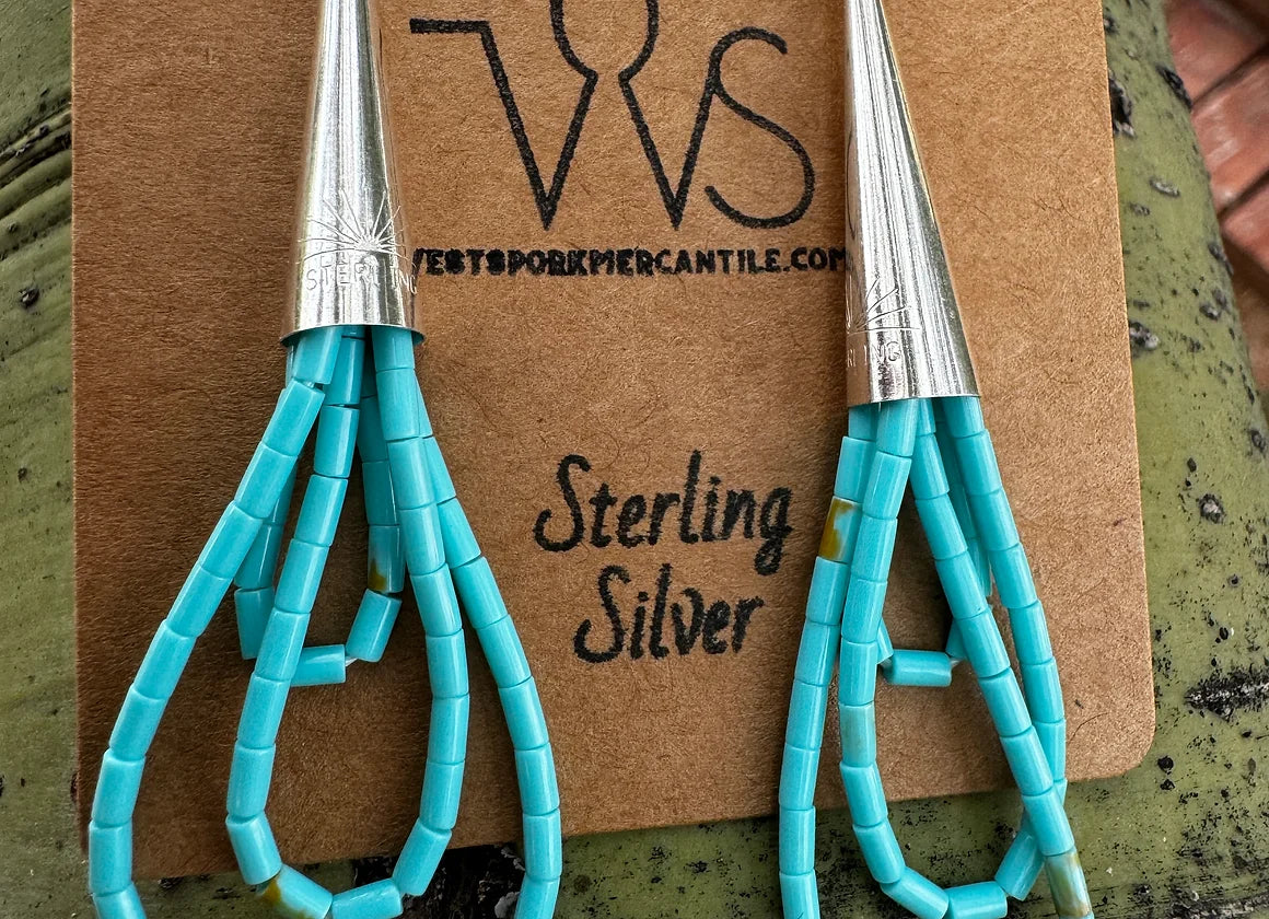 Turquoise Bead Dangle Earrings - West Spork Mercantile