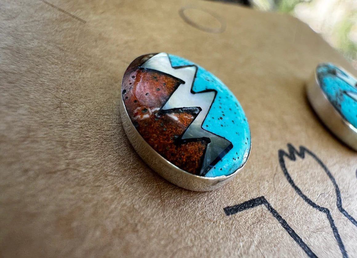 Sahara Inlay Postback Earrings - West Spork Mercantile