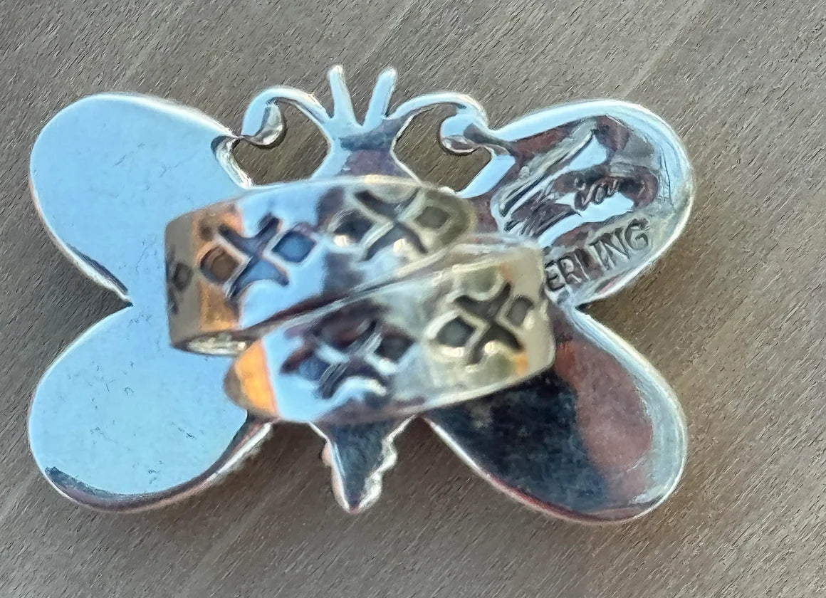 Turquoise and Charoite Butterfly Ring - Adjustable - West Spork Mercantile