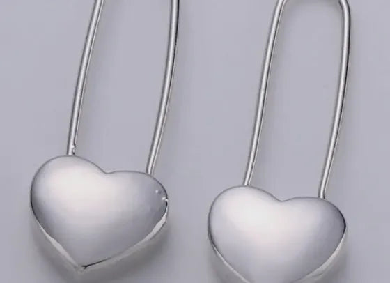 Gold Filled Heart Safety Pin Drop Earring - West Spork Mercantile