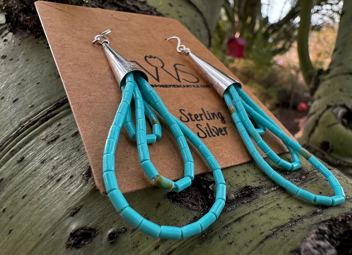 Turquoise Bead Dangle Earrings - West Spork Mercantile