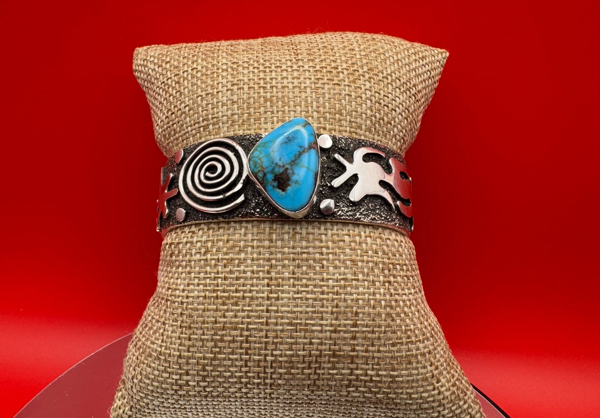 Alex Sanchez Cuff with Turquoise and Petroglyphs
