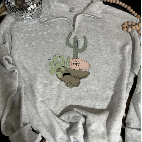 Gambling cactus quarter zip