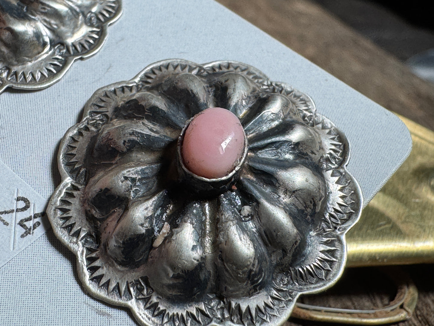 Large Concho Studs with/ pink conch - West Spork Mercantile