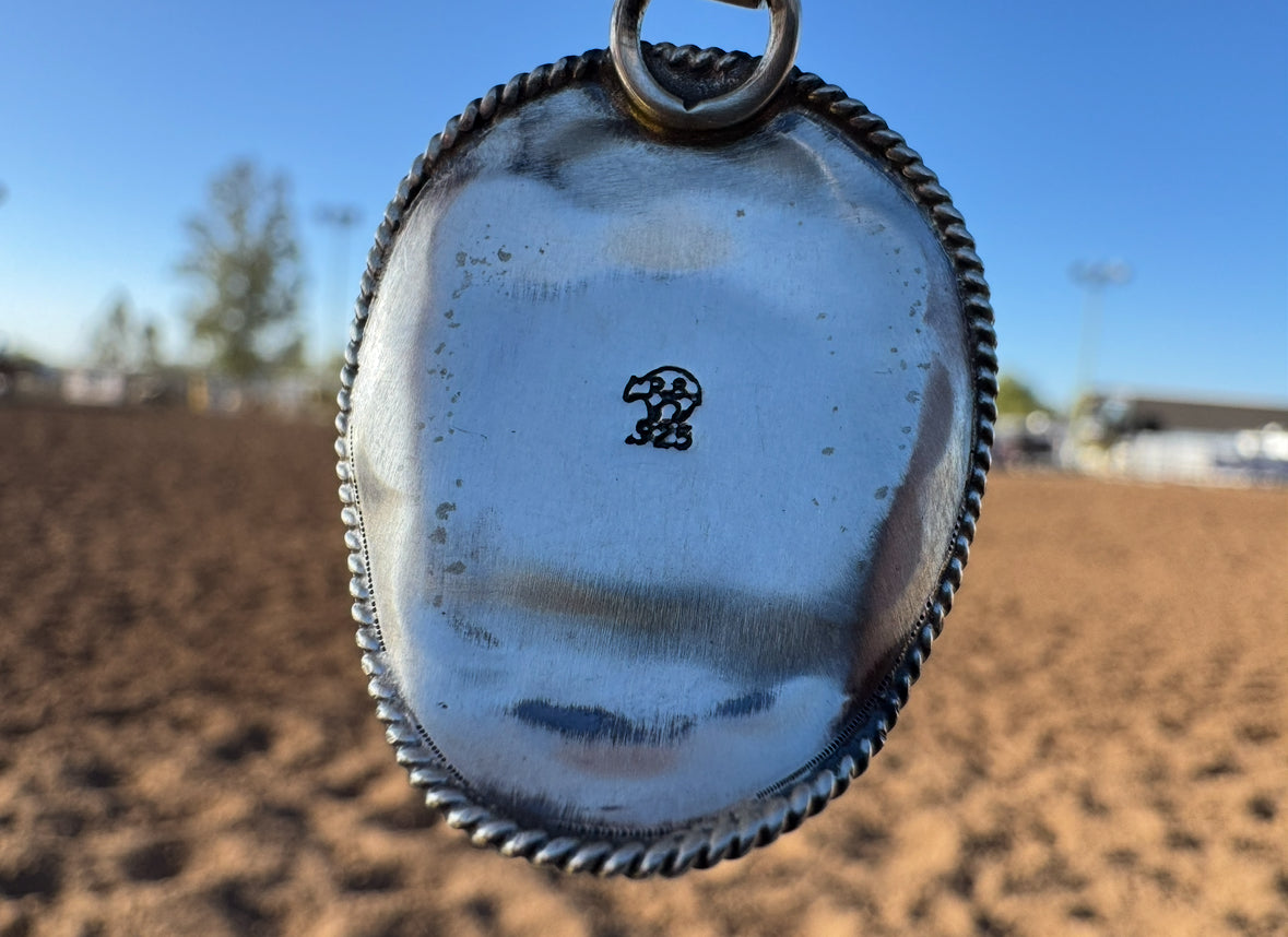 Cowboy Up- Sterling Silver Pendant with Sleeping Beauty Turquoise - West Spork Mercantile