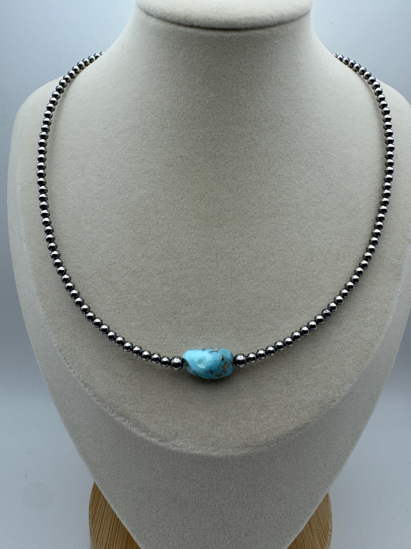 Golden Hill Turquoise and Sterling Silver Pearl Choker - West Spork Mercantile