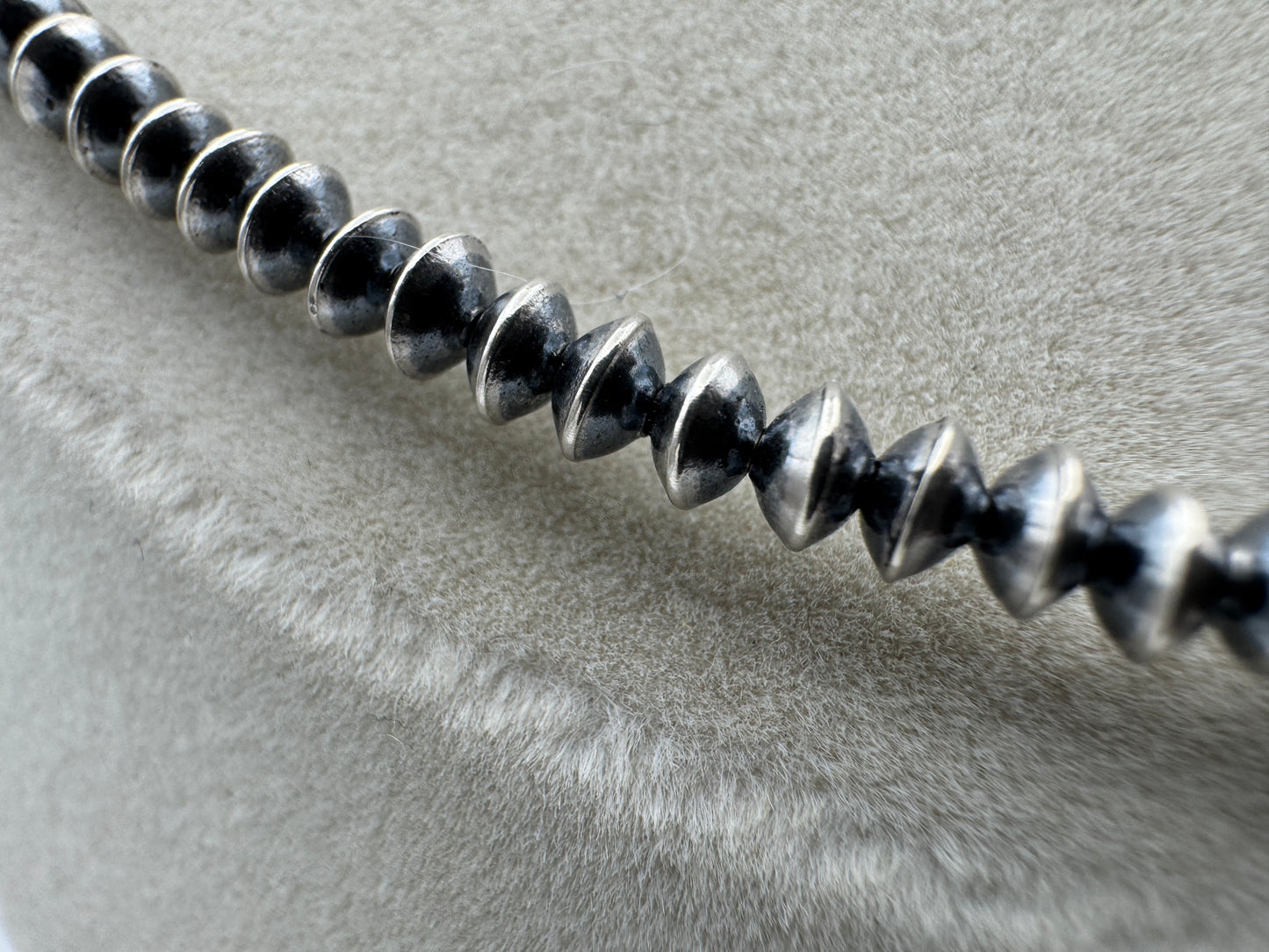 18” Sterling Silver Navajo Pearls – 3mm Saucer Beads - West Spork Mercantile
