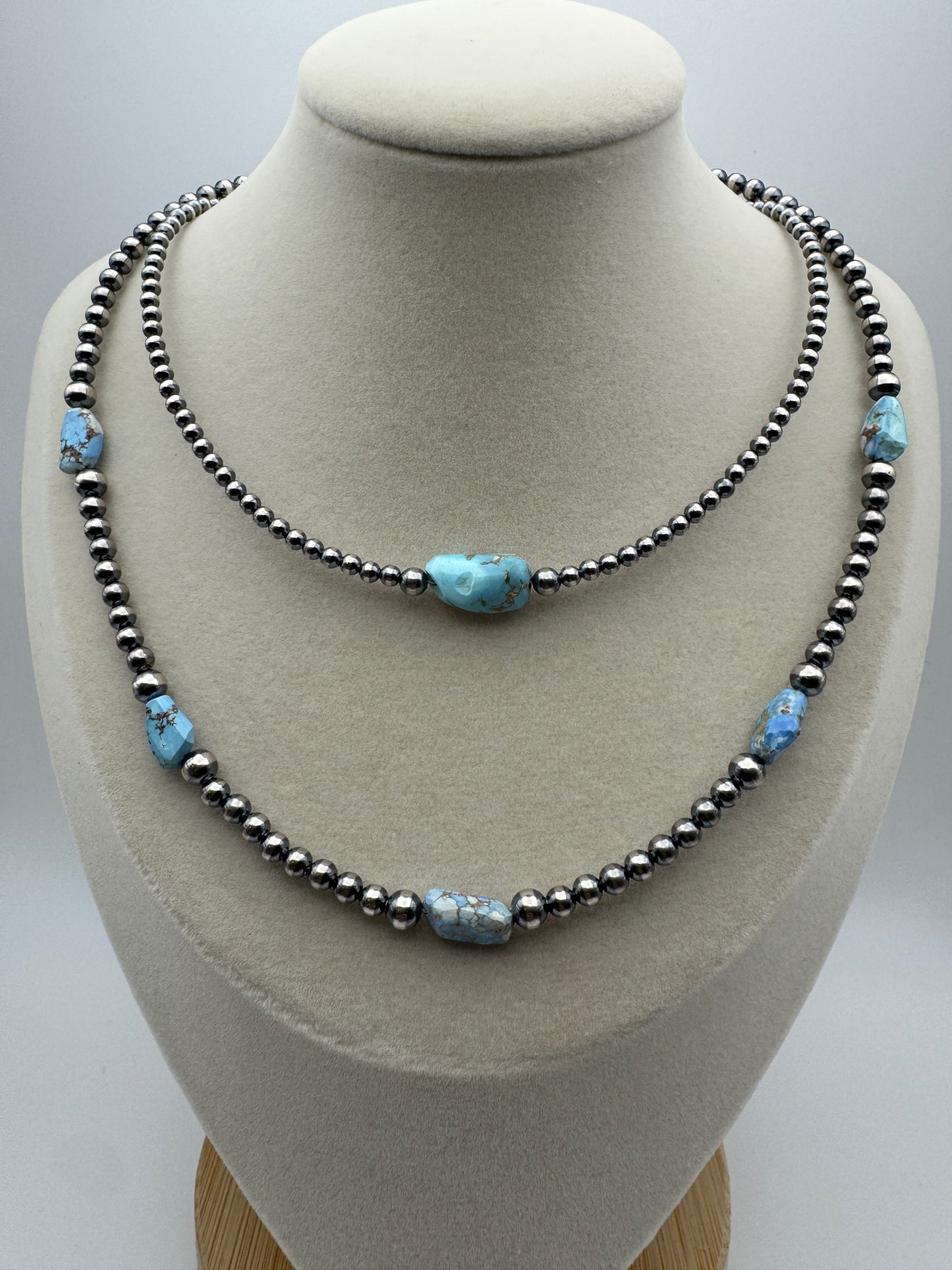 Golden Hill Turquoise and Sterling Silver Pearl Choker - West Spork Mercantile