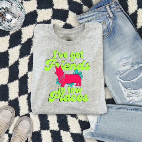 Friends in low places - corgi - sublimation T-shirt