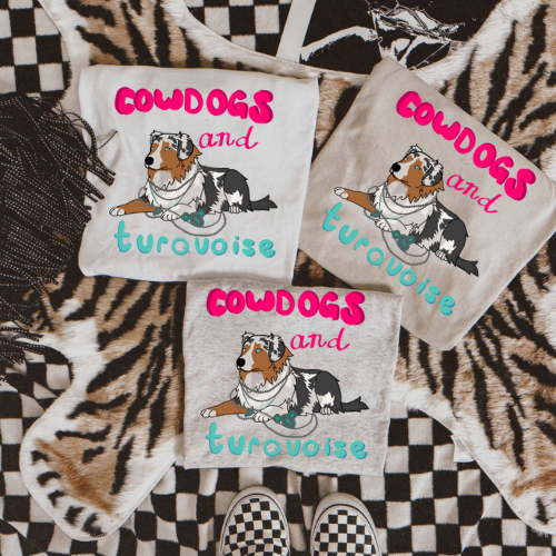 Cowdogs + Turquoise aussie sublimation T-shirt