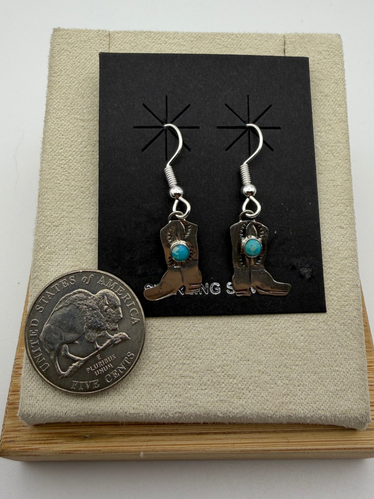 Lucille Platero – Sterling Silver + Turquoise Boot Earrings
