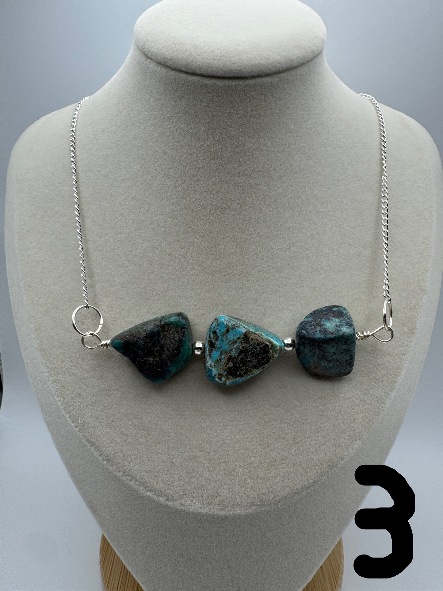 Turquoise Nugget Bar Necklace — Sporkhand Made | Sterling Plated Beads + Chain | 18” - West Spork Mercantile