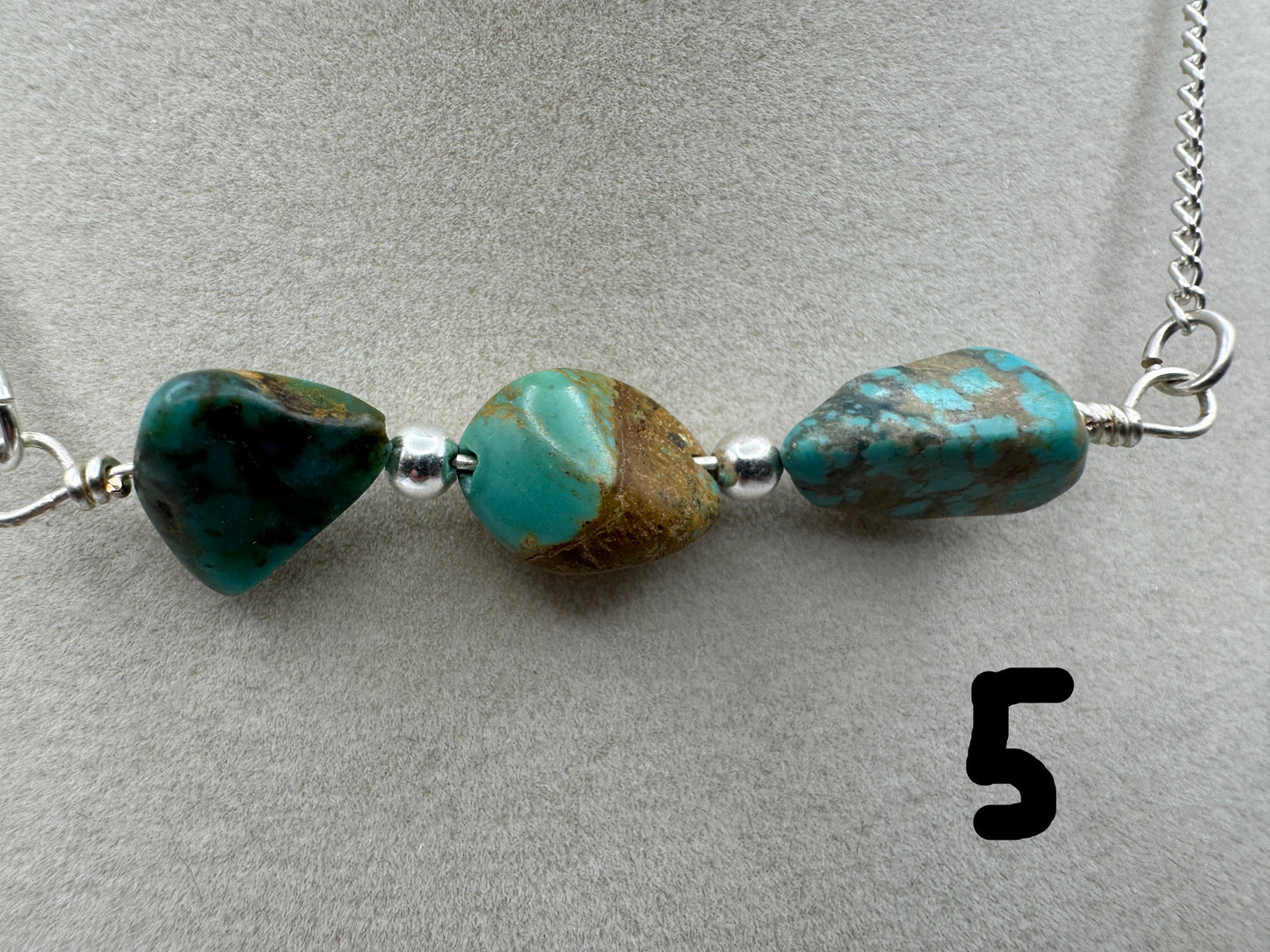 Turquoise Nugget Bar Necklace — Sporkhand Made | Sterling Plated Beads + Chain | 18” - West Spork Mercantile