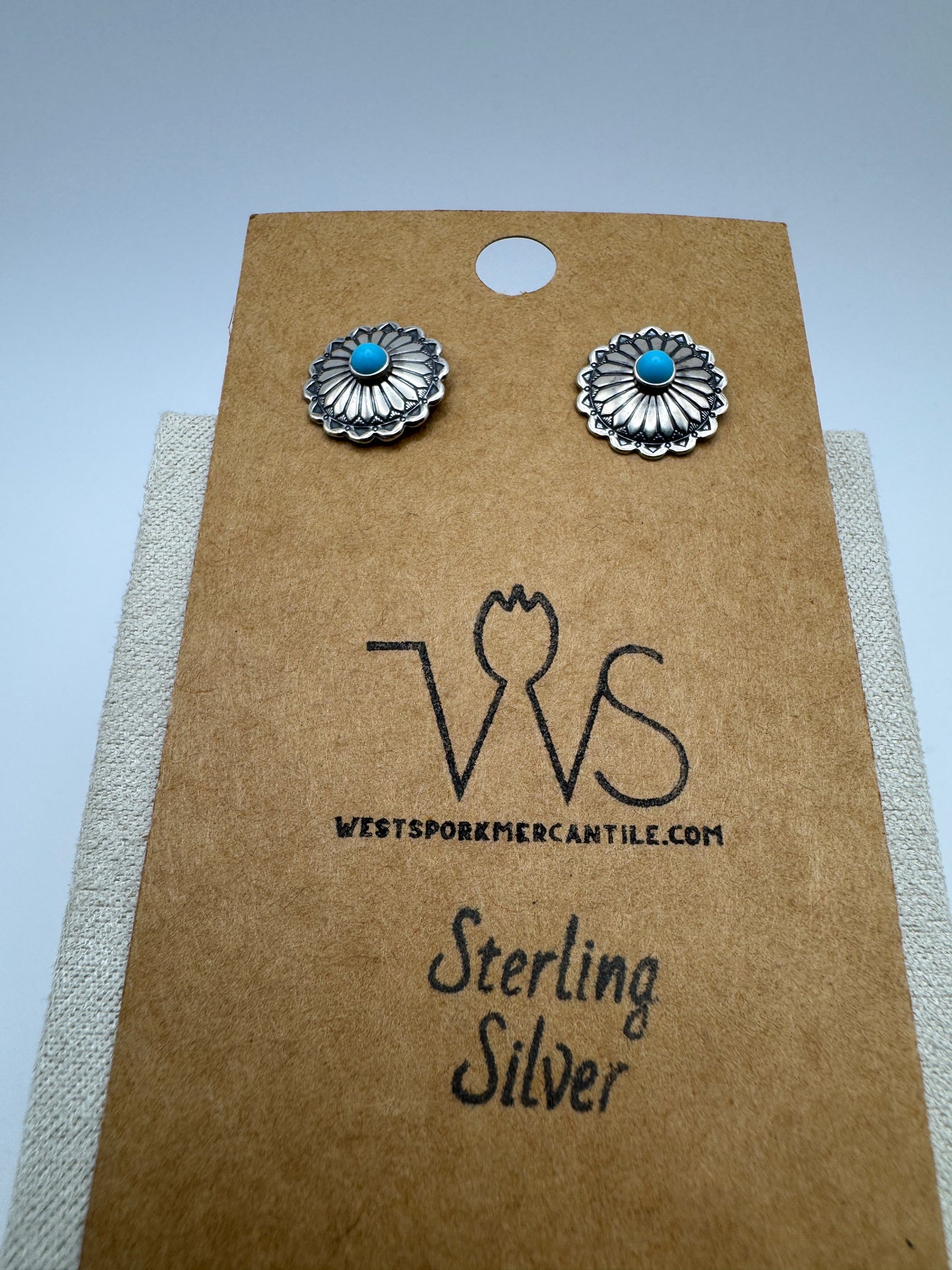 Round Sterling and Turquoise Studs - West Spork Mercantile