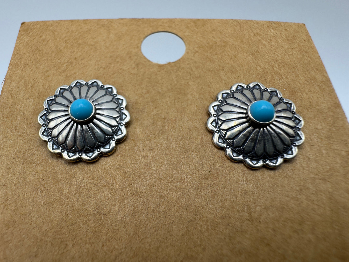 Round Sterling and Turquoise Studs - West Spork Mercantile