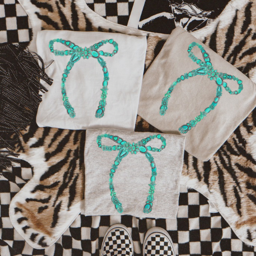Turquoise bow sublimation T-shirt