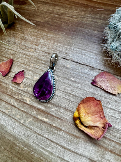 Teardrop Pendant - Purple Spiny & Sterling Silver - West Spork Mercantile