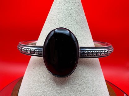 Black Onyx and Sterling Silver Cuff by Chimney Butte - West Spork Mercantile