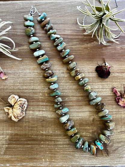 22” Chunky Turquoise and Sterling Silver Pearl Necklace image 1