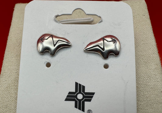 Zuni Bear Heartline Stud Earrings