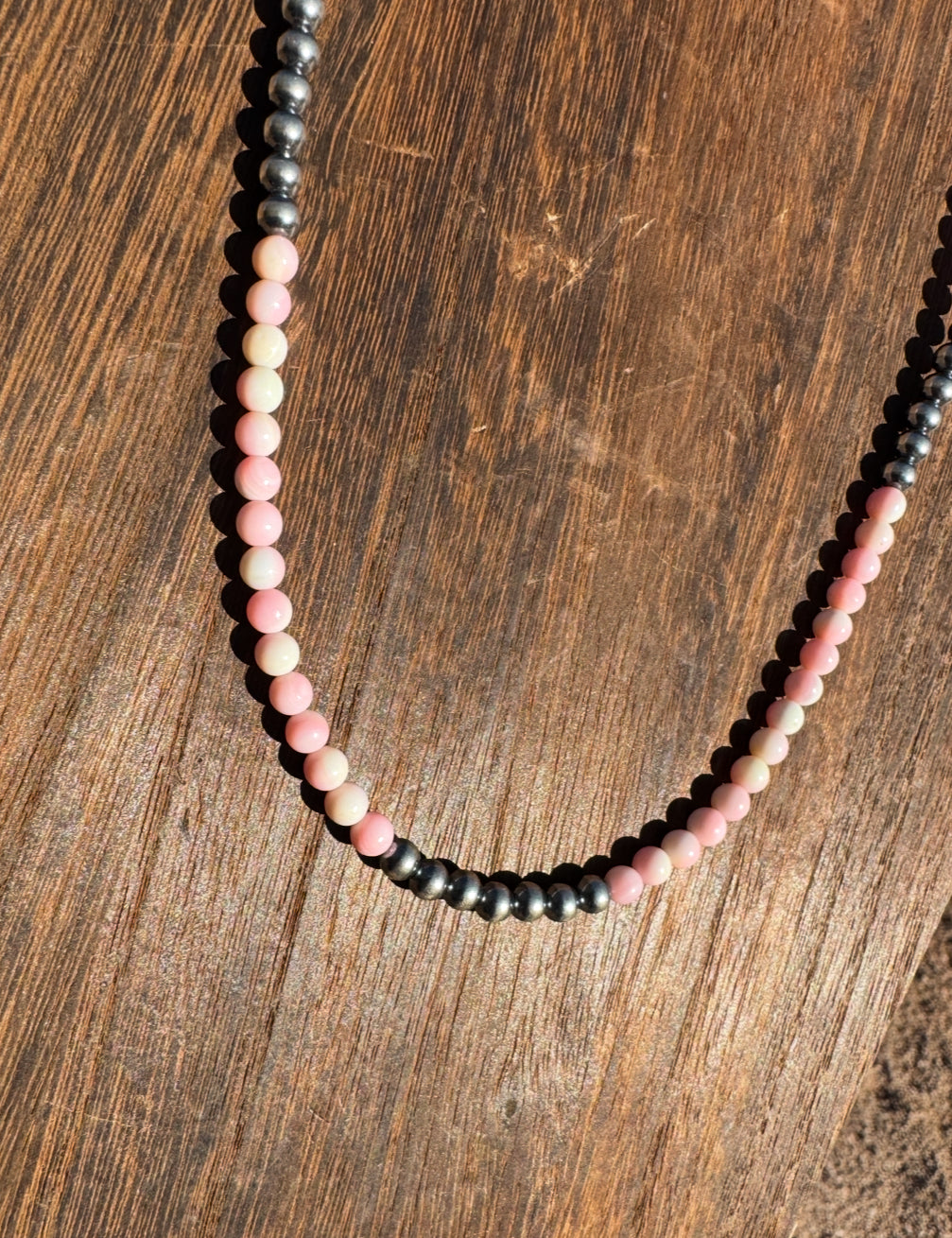 18” 5mm Navajo Pearls and Pink Conch Gumball Necklace - West Spork Mercantile