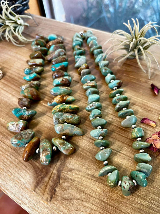 22” Chunky Turquoise and Sterling Silver Pearl Necklace image 0