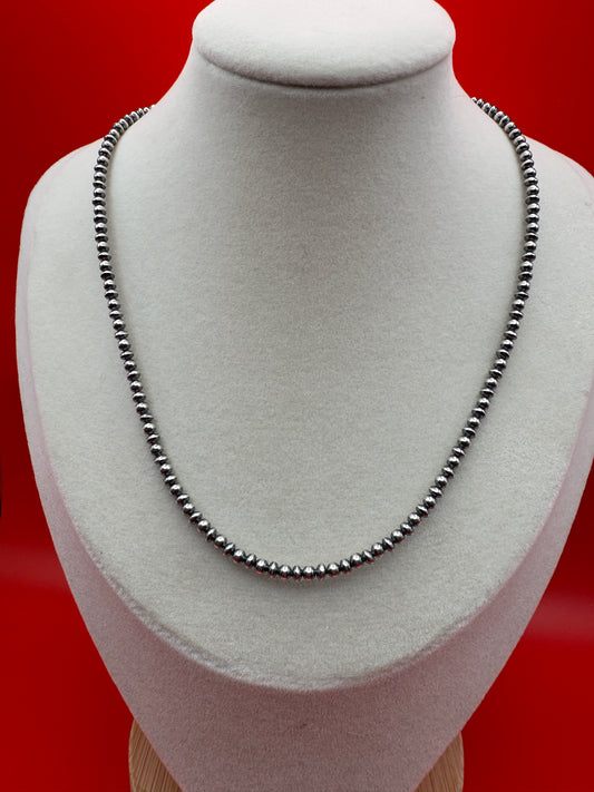 16” Sterling Silver Navajo Pearls – 3mm Round Beads - West Spork Mercantile