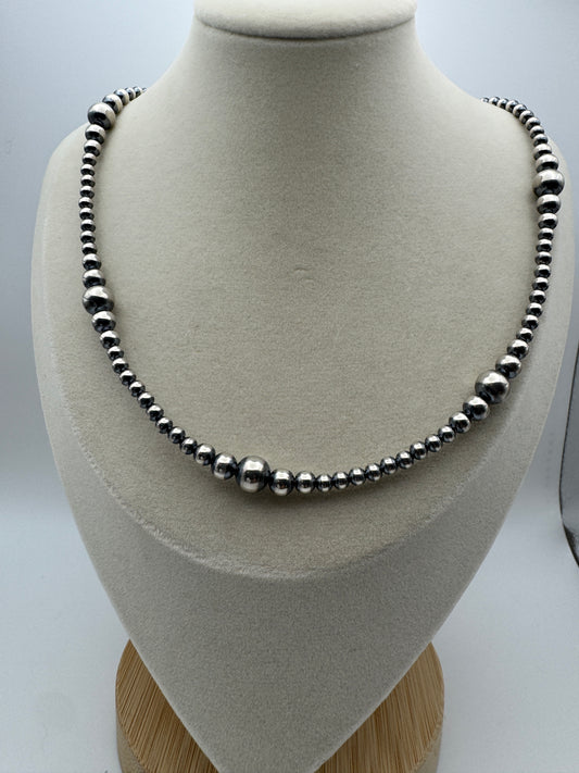 26” Graduated Sterling Silver Pearls Necklace (4–8mm) - West Spork Mercantile