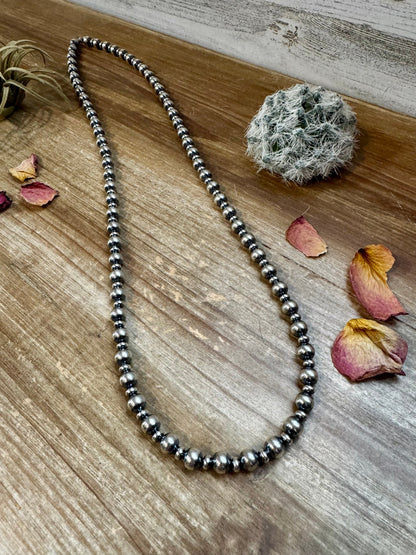 32 inch Necklace - 8 mm & 5 mm saucer Sterling Silver Pearls - West Spork Mercantile