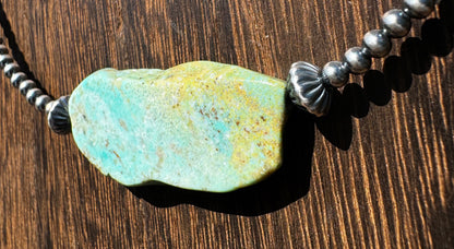 3 mm Cowgirl Pearl Choker with flat natural turquoise image 3