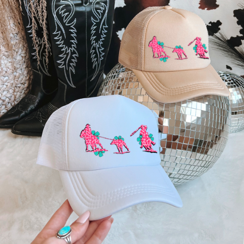 Pink cheetah team roper western trucker hat - West Spork Mercantile