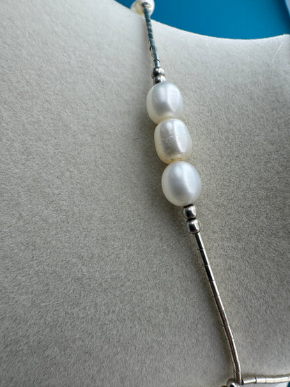 Freshwater Pearl & Liquid Silver Lariat Necklace - West Spork Mercantile