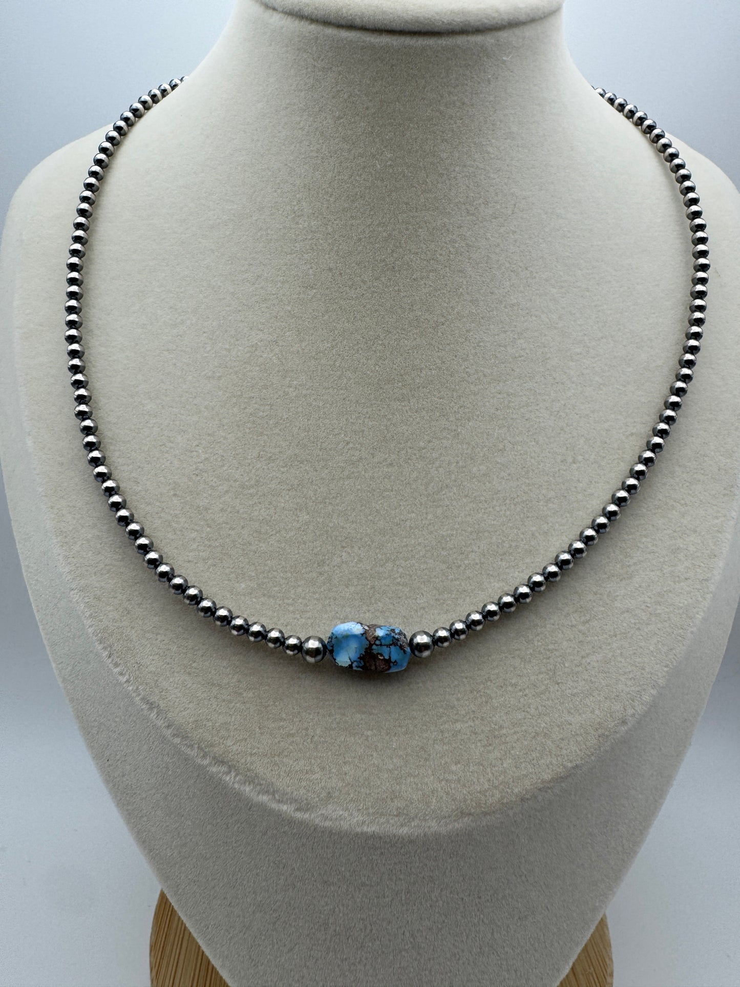Golden Hill Turquoise and Sterling Silver Pearl Choker - West Spork Mercantile