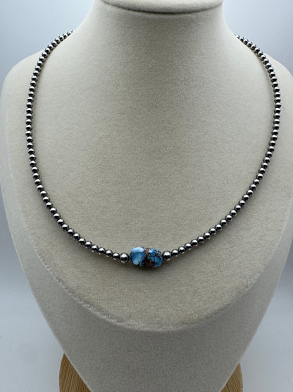 Golden Hill Turquoise and Sterling Silver Pearl Choker - West Spork Mercantile