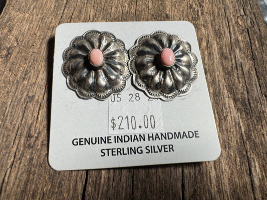 Large Concho Studs with/ pink conch - West Spork Mercantile