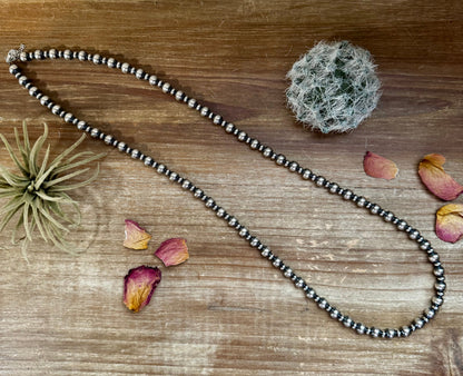 32 inch Necklace - 8 mm & 5 mm saucer Sterling Silver Pearls - West Spork Mercantile