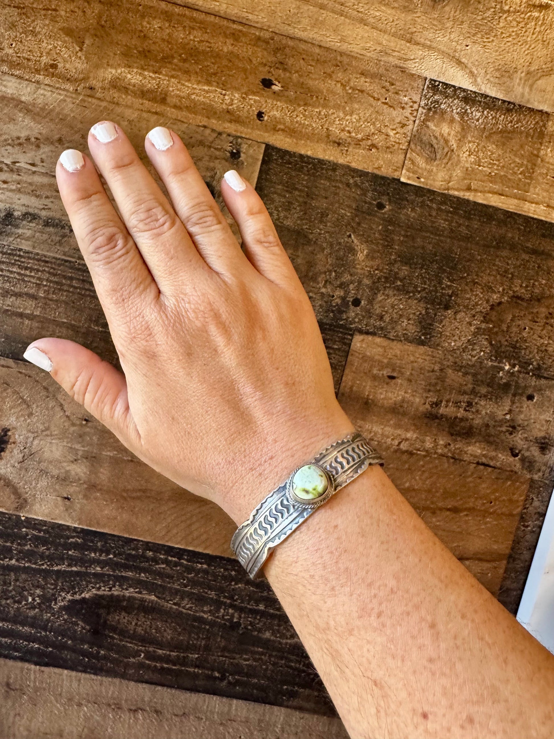 Cuff - Sterling silver Cuff Bracelet with Palomino turquoise - West Spork Mercantile