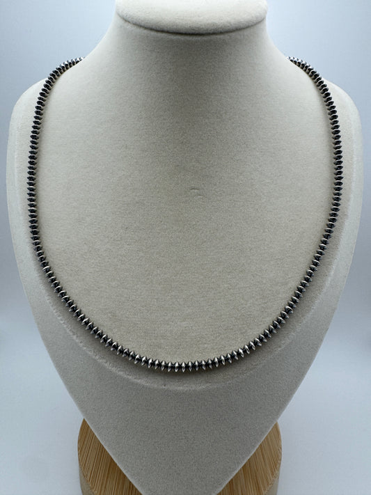18” Sterling Silver Navajo Pearls – 3mm Saucer Beads - West Spork Mercantile