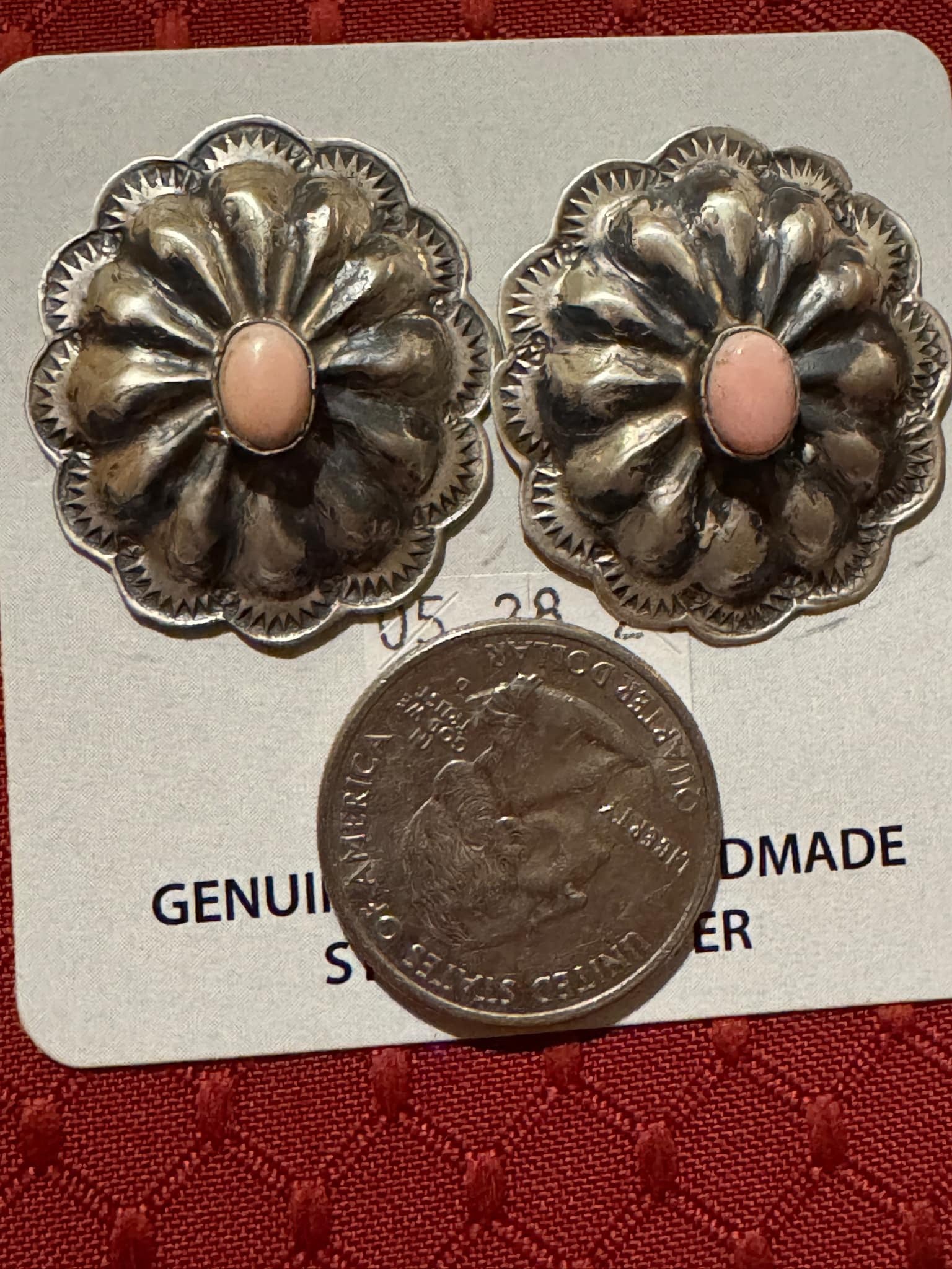 Large Concho Studs with/ pink conch - West Spork Mercantile