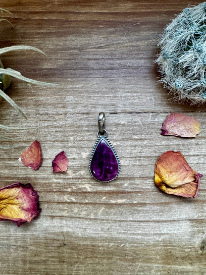 Teardrop Pendant - Purple Spiny & Sterling Silver - West Spork Mercantile
