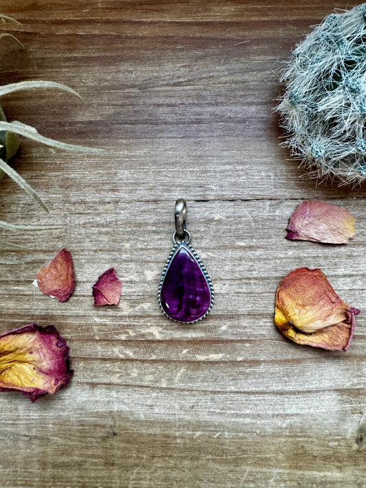Teardrop Pendant - Purple Spiny & Sterling Silver - West Spork Mercantile