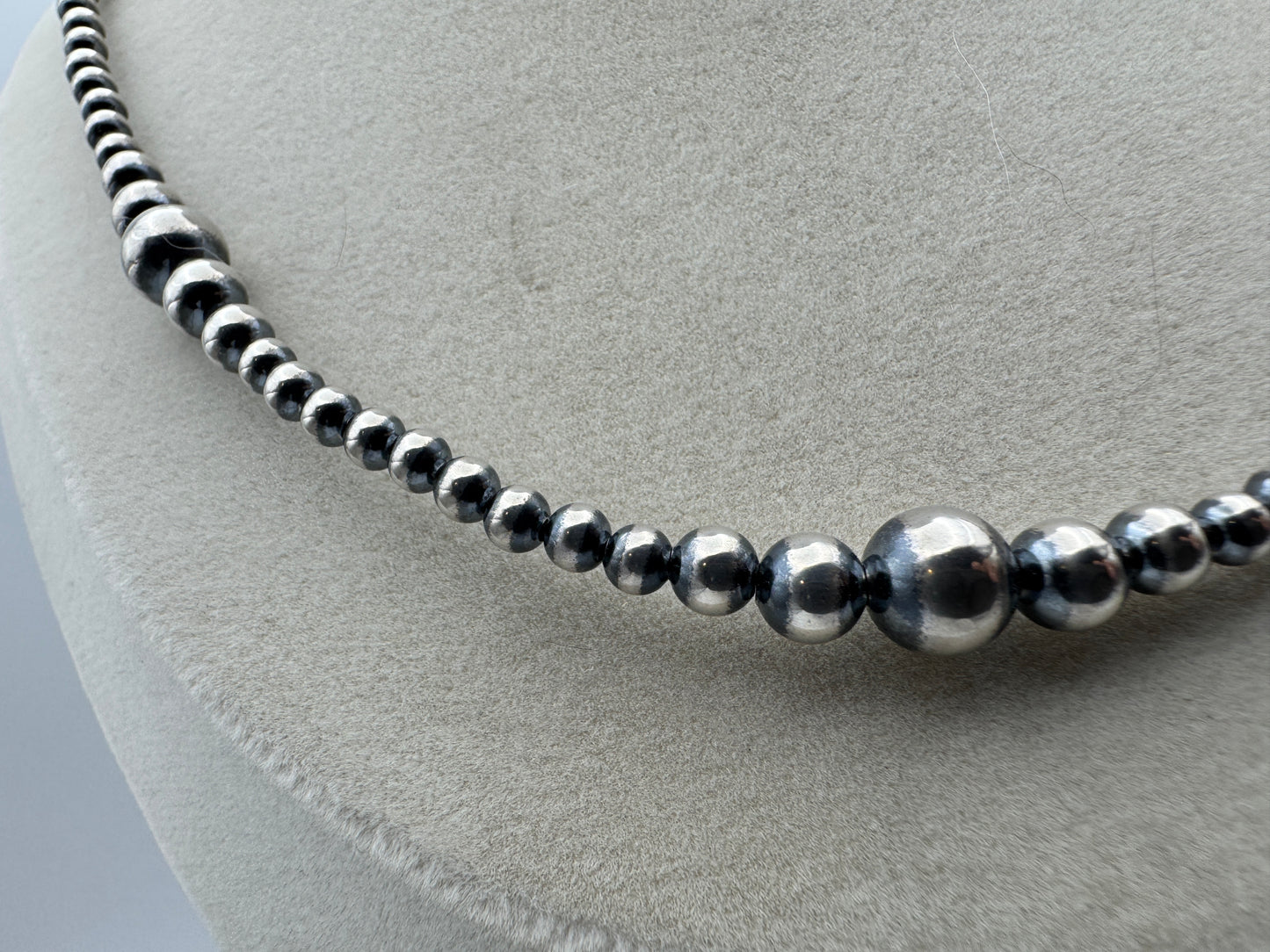 26” Graduated Sterling Silver Pearls Necklace (4–8mm) - West Spork Mercantile