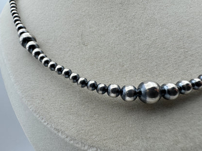 26” Graduated Sterling Silver Pearls Necklace (4–8mm) - West Spork Mercantile