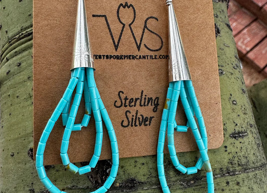Turquoise Bead Dangle Earrings - West Spork Mercantile