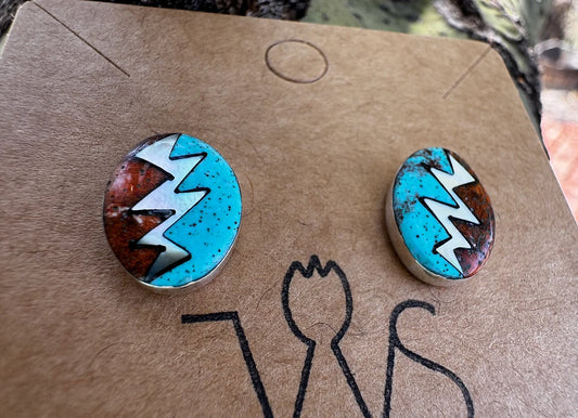 Sahara Inlay Postback Earrings - West Spork Mercantile