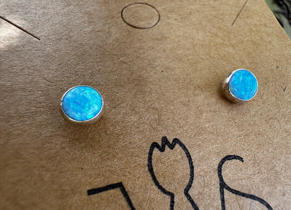 Blue Spider Opal Studs - West Spork Mercantile
