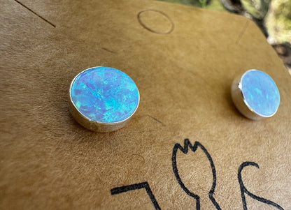 Blue Spider Opal Studs - West Spork Mercantile