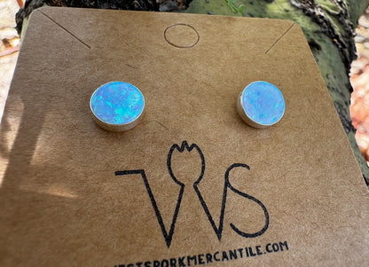 Blue Spider Opal Studs - West Spork Mercantile